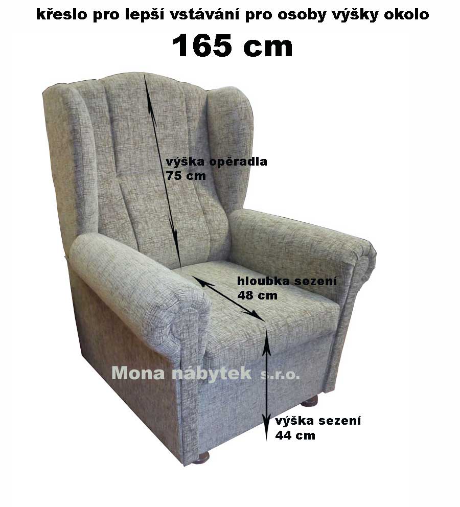 křeslo ušák Ci - pro osoby 165cm, sedák: výška 44cm, hloubka 48cm, Art16342